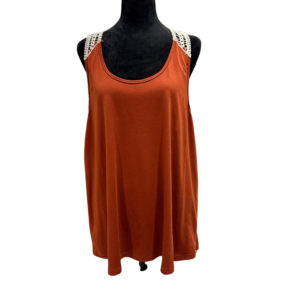 Women's Burnt Orange Sleeveless Top with Lace Detail